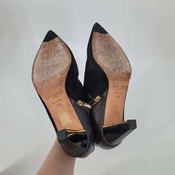 Jimmy Choo Harris Black Suede Booties Point Toe Size 38.5 - Picture 8 of 12